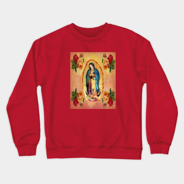 Our Lady of Guadalupe Virgin Mary and Roses Crewneck Sweatshirt by hispanicworld